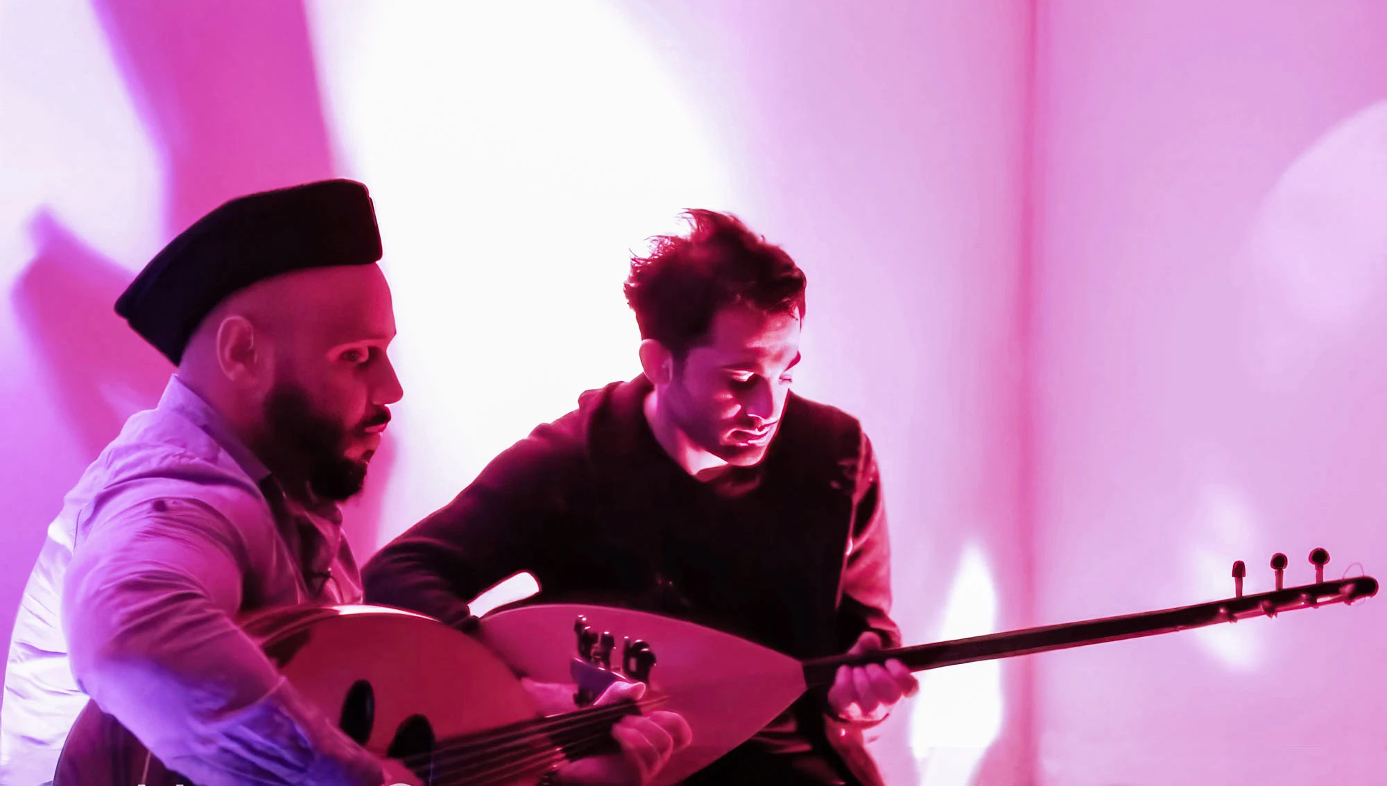 Serhat Akbal and Marwan Samer performing together at Fondazione Maitreya in Rome in January 2016